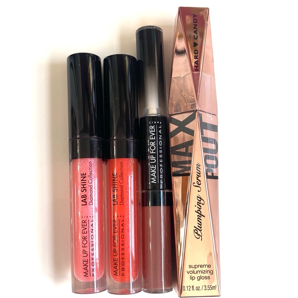 Makeup Forever Lip Gloss‎ Collection & Hard Candy plumping lip serum BUNDLE, New